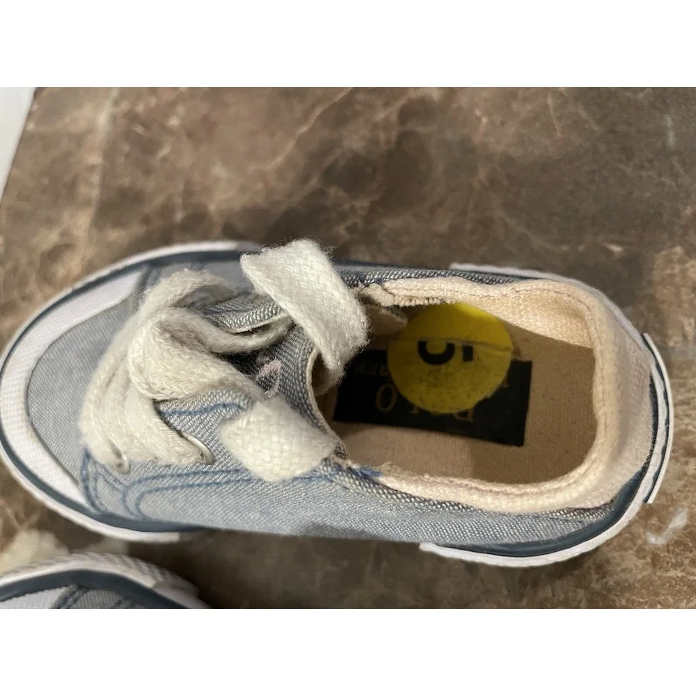 Polo Ralph Lauren Toddler Kid Baby Blue Denim Pink Sneakers Shoes Laces‎ Size 5